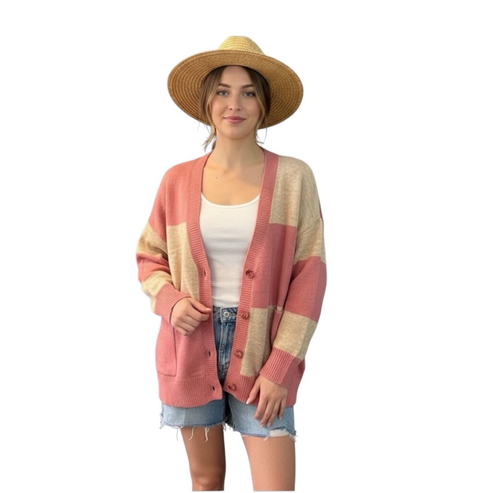 PEACH LOVE CALIFORNIA oversized cardi sz S M L - Picture 4 of 9
